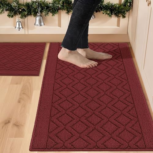 COSY HOMEER 48x20 Inch/30X20 Inch Kitchen Rug Mats Made of