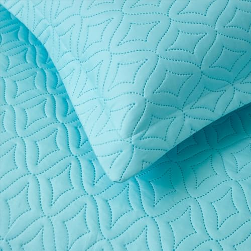 Image of 3 Piece Blue Daybed Cover Twin Size Cozy Daybed Sets Bedding Double Sided Quilting Cover Set Geometric Print Bedspread Coverlet All Season for Twin Bed with 2 Standard Shams,39 inchx75 inch