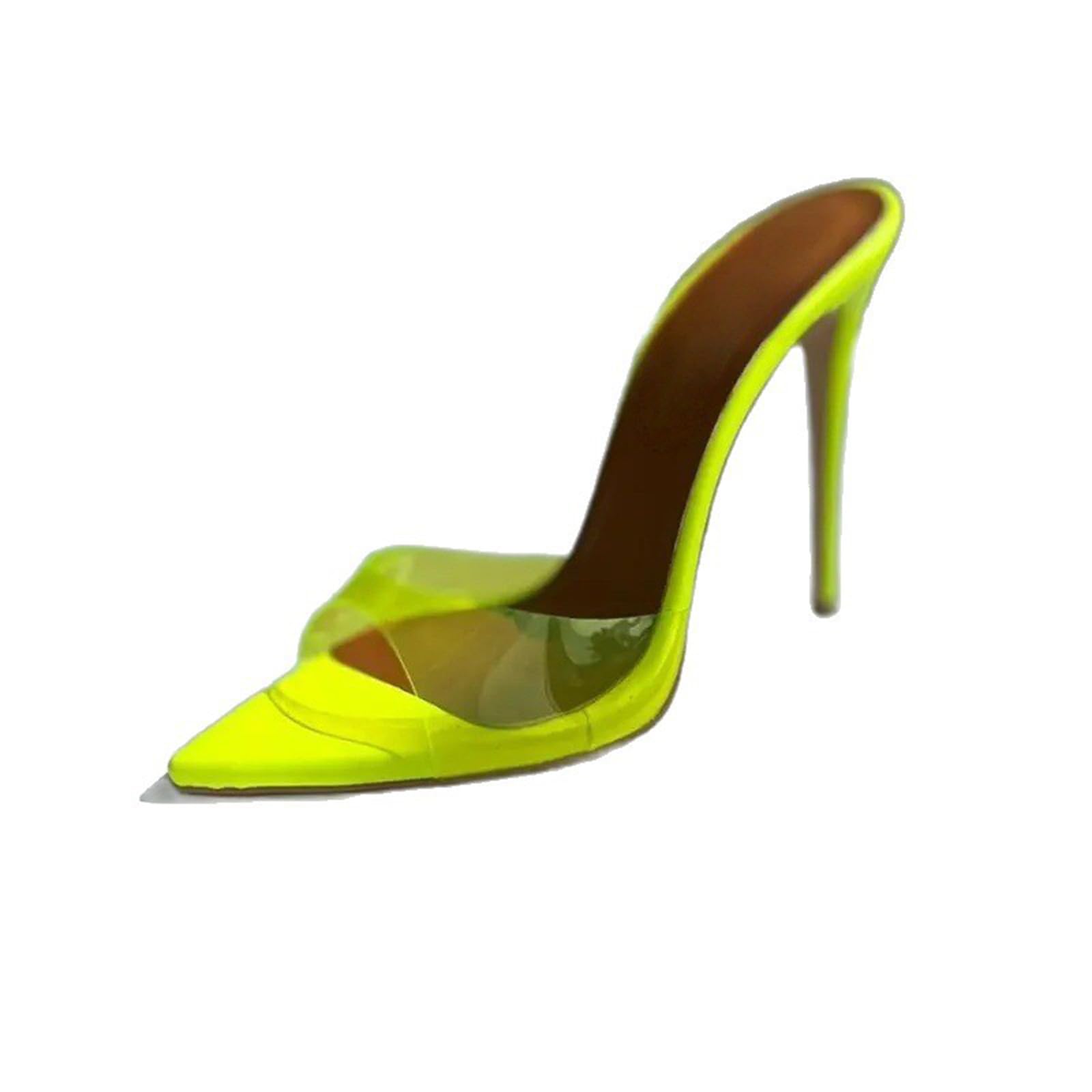 Sandali da donna trasparenti a punta con tacco a spillo cinturino trasparente tacchi alti slip on muli