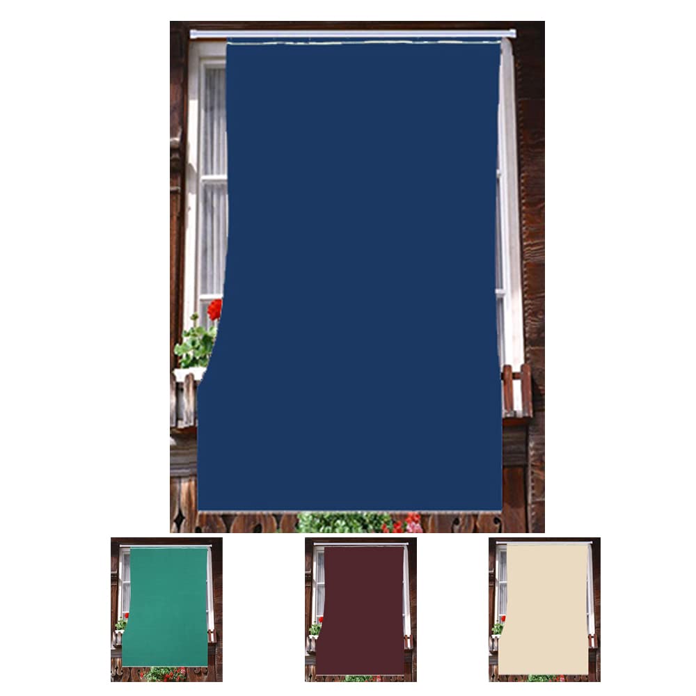 Home Tresor - Tenda da Sole da Esterno per Balcone/Terrazzo/Veranda con Anelli e Ganci per Applicazione, Resistente e Lavabile, 100% Poliestere, Tinta Unita Blu cm. 200x300