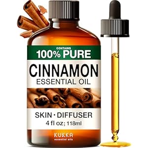 KUKKA Cinnamon Essential Oils – 4 Fl Oz – for Hair, Skin, Diffuser, Aromatherapy & DIY Soap Making Scent
