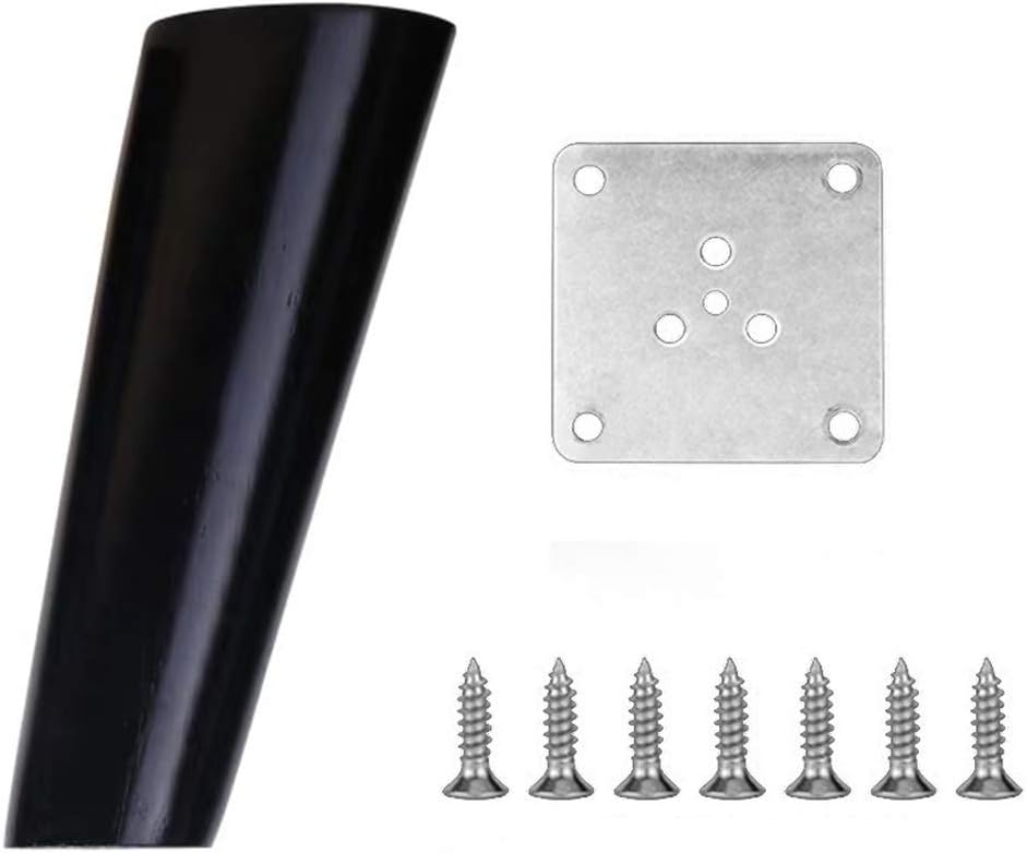 Furniture Legs，Woodniture Legs, Wooden Sofa Legs, Diyniture Legs Mid Century Modern, Slanted Tapered Tv Table/Cabinet Feet with Floor Protectors Black/20Cm