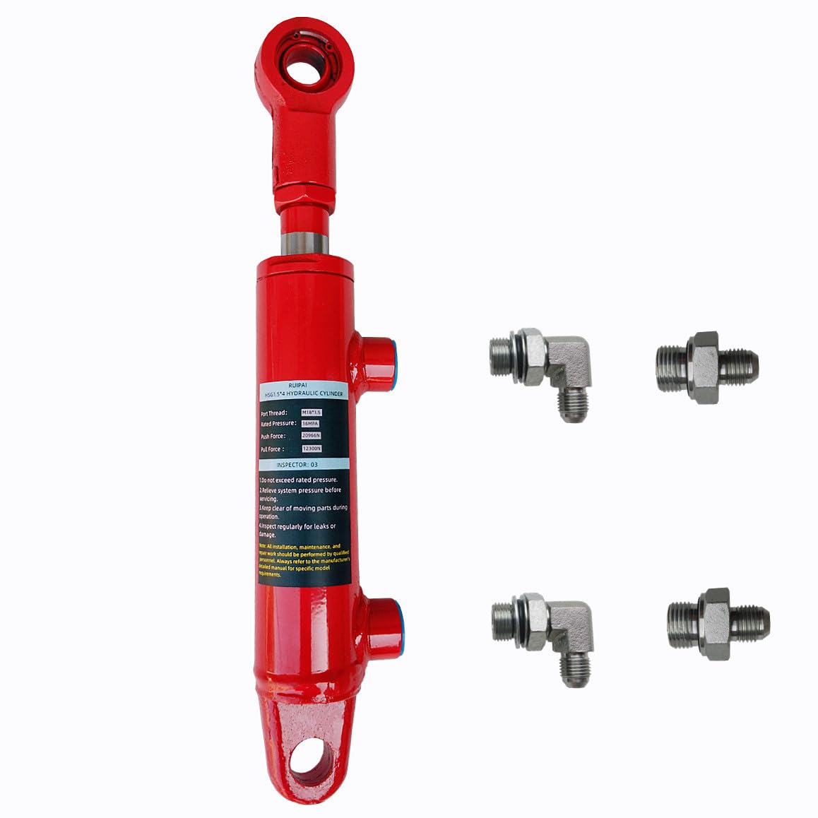 Hydraulic Cylinder 1.5" Bore 6" Stroke, 1" Rod Equipped with 4 Hydraulic connectors Mini Lift Actuator for Machinery, Industrial, Agricultural & DIY Projects — Amazon image 4