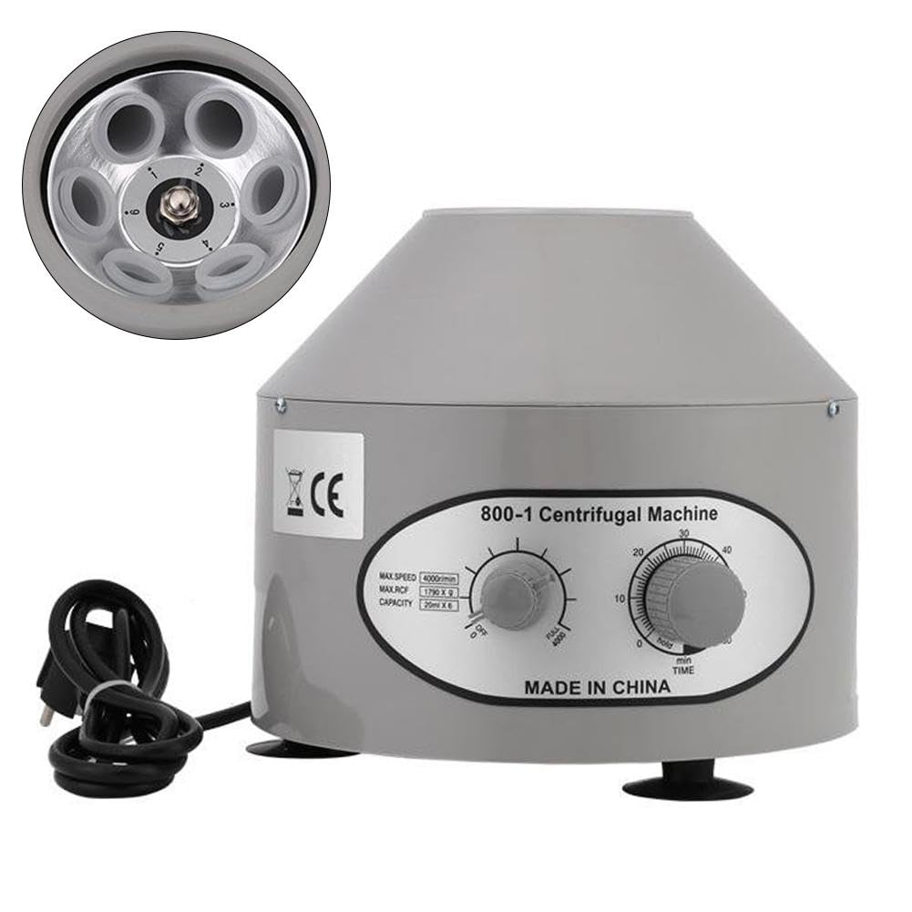 Centrifuge Labor Zentrifuge 800-1, 4000U/min Kleine Elektrische Tischzentrifuge mit Einstellbaren Geschwindigkeiten und Zeitmesser Labor-Zentrifugen Laborzentrifuge 20ml*6 Blutplasma Mikrozentrifuge