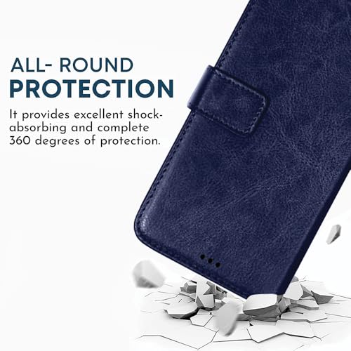 Image of amazon basics Realme 16 Pro Plus 5G Flip Cover | Card Pockets Wallet & Stand | Flip Cover for Realme 16 Pro Plus 5G (Blue)