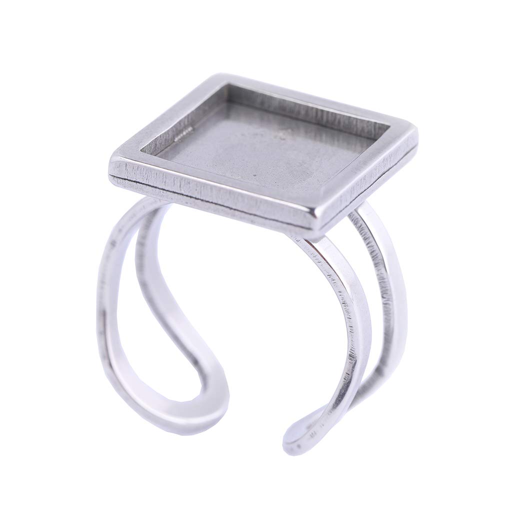 Reidgaller 8pcs Stainless Steel Fit 12mm Square Cabochon Ring Base Settings Diy Bezel Blanks For Rings Jewelry Making