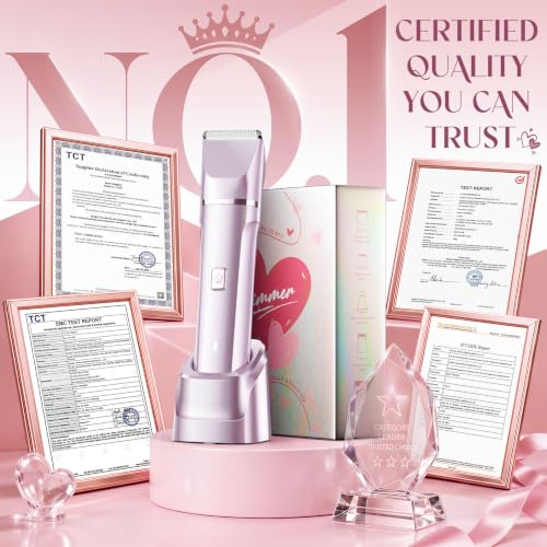 Image of Risina 5-in-1 Bikini Trimmer for Women, Self Care Gifts, Full Body Shaver | IPX7 Waterproof, Rechargeable, Ceramic Blades, 5 Heads: Body, Facial, Curved, Nose Hair and Detail; Travel Ready