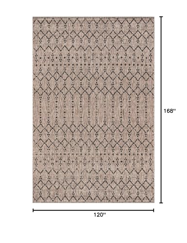 JONATHAN Y Moroccan Geometric Indoor Outdoor Area Rug 10X14 Natural/Black, Ourika Textured Weave for Backyard, Patio, Porch, Easy-Cleaning, High Traffic, Pet-Friendly, Non-Shedding (SMB108D-14) - Image 2