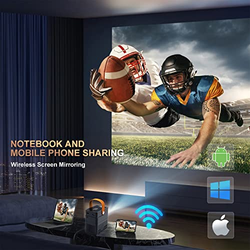 Image of Portable WiFi Bluetooth Projector, JIMTAB V1 Outdoor Projector Full HD 1080P Supported, Mini Movie Projector with Foldable Carry Bag Dual Speakers Surround Sound (With Blue Foldable Bag)