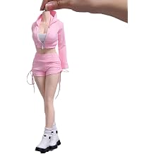 Fremego 1/6 Scale Female Clothes,Female Coat Vest Shorts and Shoes Sportswear Clothing Suit for 12inch PH TBL JO Worldbox Action Figure Body Pink