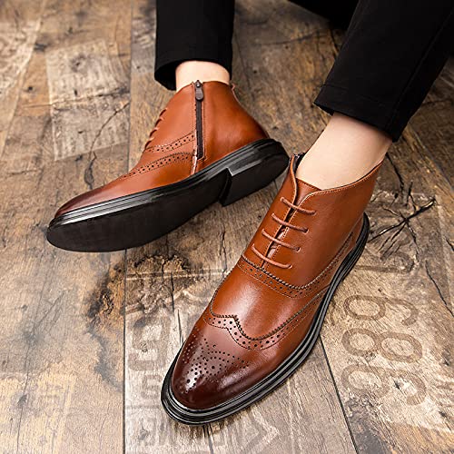 HOOENG Lace Up Boots for Men Oxford Win Tip Carved Brogue Burnished Toe Cowhide Leather Non Slip Resistant Wearable Stylish Fashion Formal3