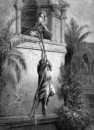 Image Sur Toile David s'échappe par la fenêtre Gustave Doré décoration murale grand format