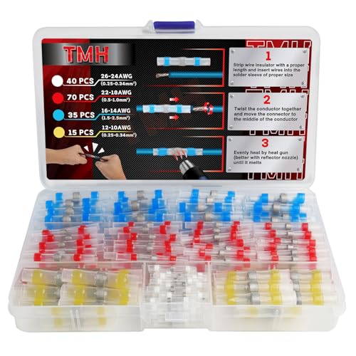 Conectores de alambre de sellado de soldadura TMH juego de 160 piezas termorretráctiles