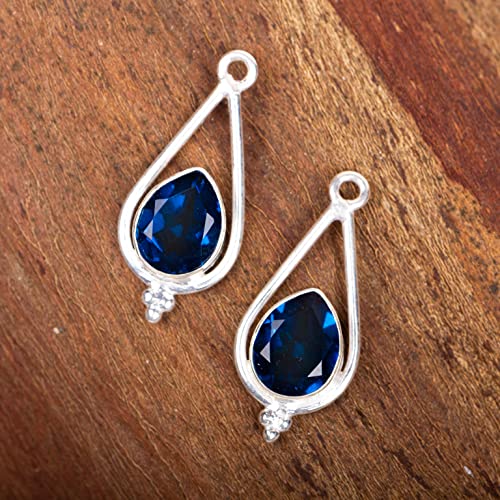 Natural London Blue Topaz Gemstone 925 Sterling Silver Jewelry Earring ,Stylish Earring For Her, Fine Silver Jewelry, Gemstone Earring, Drop & Dangle Earrings, Handmade Jewelry Earrings2