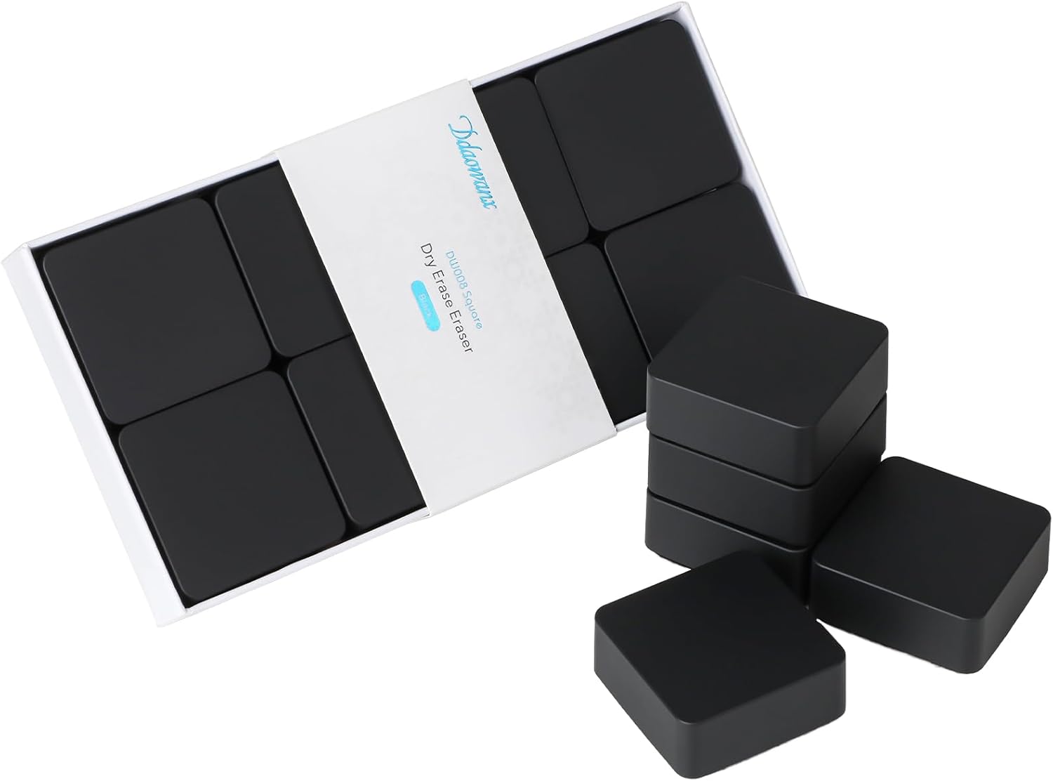 Ddaowanx Dry Erase Erasers, 2x2,Soft Grip Magnetic Mini Eraser for Refrigerator Whiteboard,Classroom Teacher Supplies(8 Pack/Black)