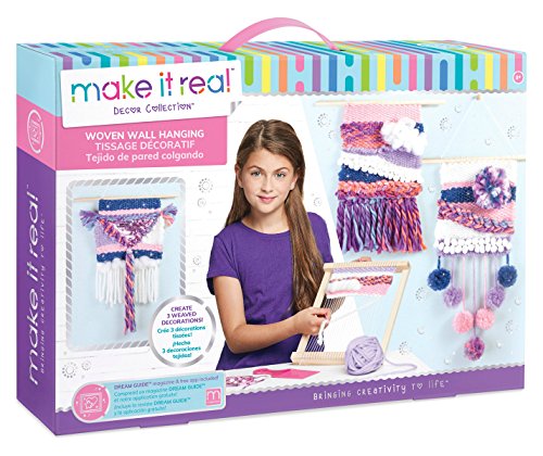 Make It Real - Woven Wall Hanging. Arts and Crafts Kit for Girls Guides Tweens to Weave Their Own Wall Art. Includes Materials for Three Beautiful Hanging Woven Wall Art Pieces