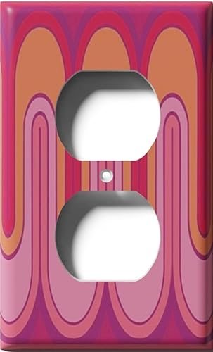 Miniatura 6 de Cubierta decorativa para interruptor de luz con ondas retro rojas, placa de pared de palanca individual Single Toggle,Salida doble dúplex,Double