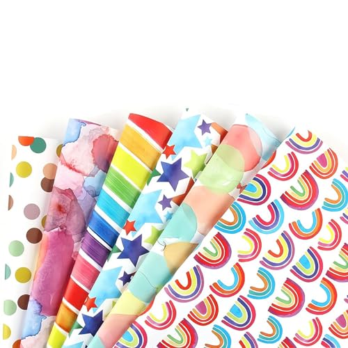 Carta Regalo Compleanno - 6 Fogli 50x70cm - Animali Cartoon - 2 Nastri - Riciclabile - Per Feste - Foto 4