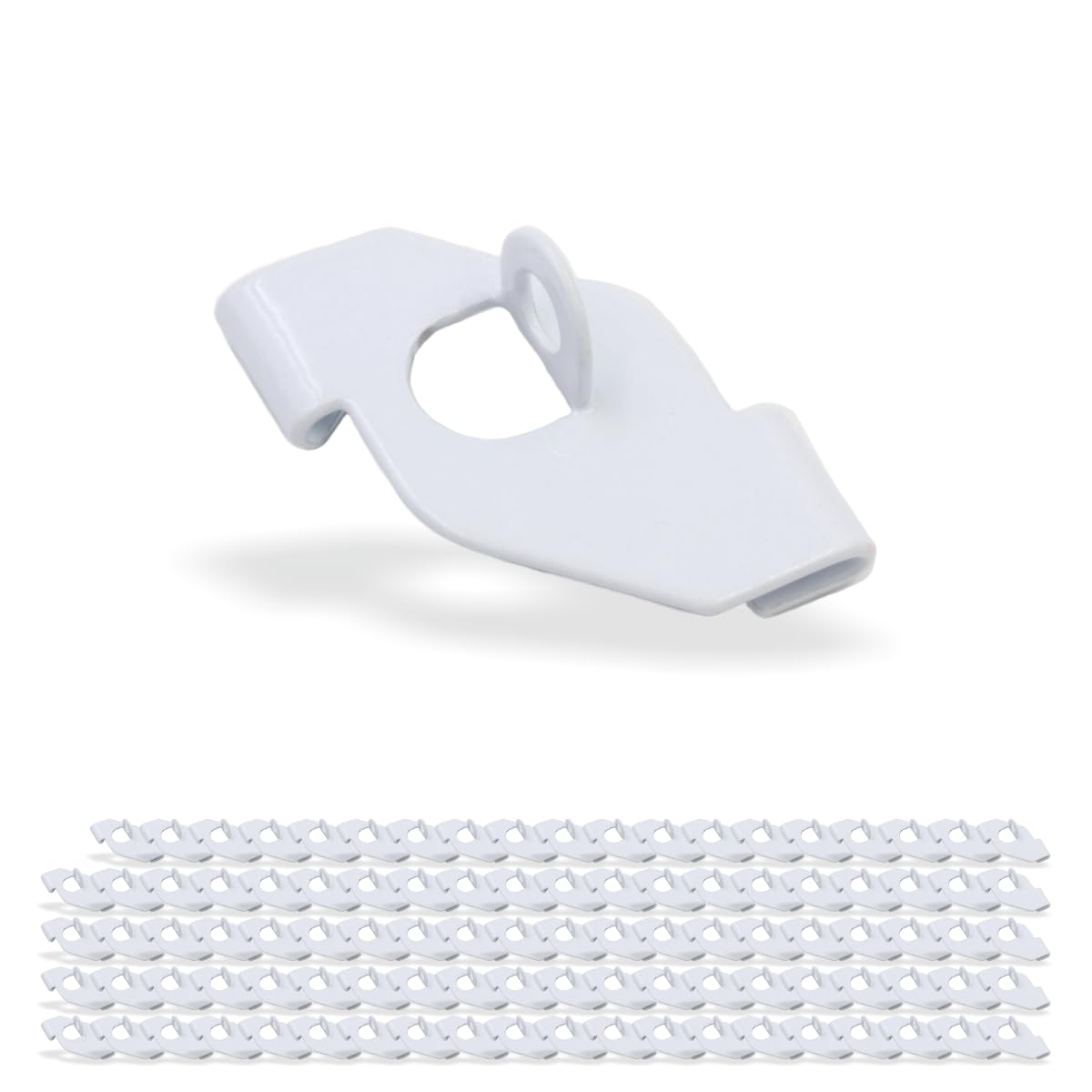 100 clip da soffitto con occhiello per guide Odenwald, adatte per soffitti a griglia senza foratura, con occhiello, colore: bianco
