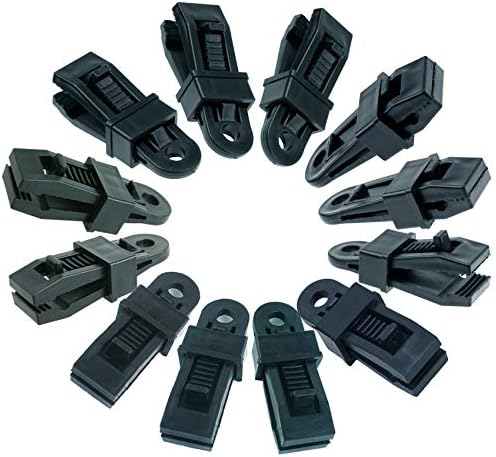 COOLWHEEL 12pcs Heavy Duty Tarp Clips, Outdoor Camping Tent Clamps Clips, Tent Snaps Hangers, Awning Clamp Set Trap Clips Jaw for Camping Farming Garden