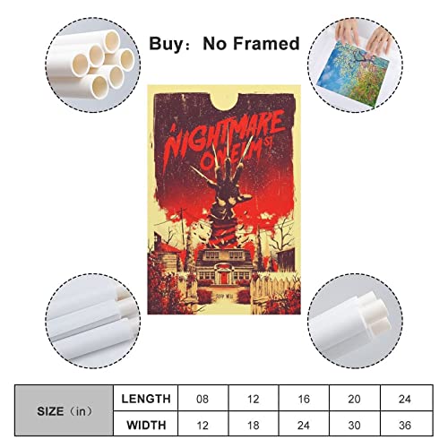 Tongyang Nightmare On Elm Street Horror Movie Vintage Poster For Bedroom Aesthetic Wall Decor Canvas Wall Art Gift 12X18Inch(30X45Cm) #TOP1