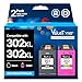 Produktbild Valuetoner 302 XL Multipack Druckerpatronen für HP 302 Druckerpatronen für HP Envy 4525 4520 4522 4523 4524 Officejet 3830 3831 3833 Deskjet 3630 3636 3638 1110 (2 Pack,302XL 302 XL)
