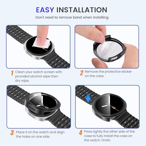 Goton Waterproof Case for Samsung Galaxy Watch 8 Screen Protector 44mm with Tempered Glass, 1-Pack Hard PC Cover Bumper for Galaxy Watch8 – No Fog, Touch-Responsive by Goton - Image 3