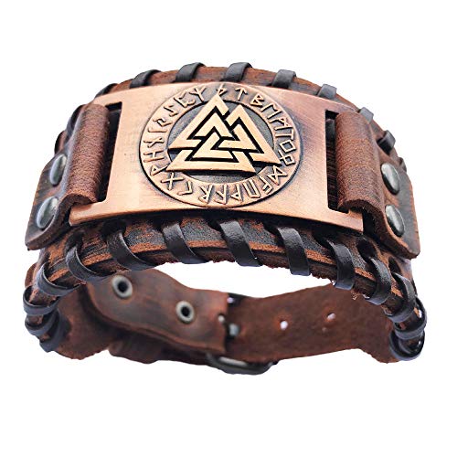 Azora Viking Bracelet Bangle - Mens Adjustable Buckle Leather Cuff Bracelet Handmade With Nordic Amulet - Celtic Pagan Jewelry Of Talisman #TOP1