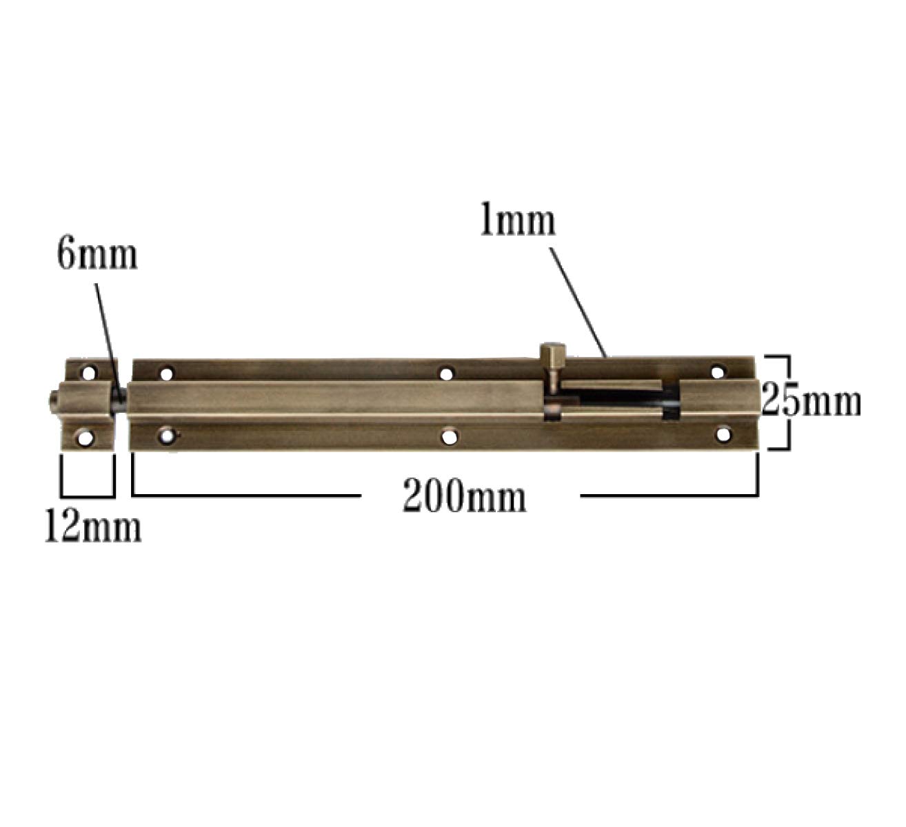 1 Pcs 212 x 25mm Antique Pure Copper Bolt Wooden Door Bolt Used for Securing Internal Doors for Bedrooms Bathroom Toilet Gate and Wooden Doors(Bronze Colour) - Image 2