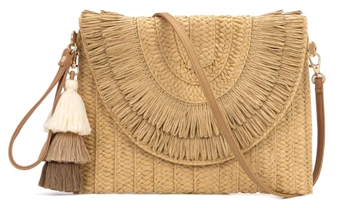 Small Straw Clutch Purses For Women Raffia Shoulder Beach Bag Summer Woven Purse Envelope Crossbody Handbag Wallet