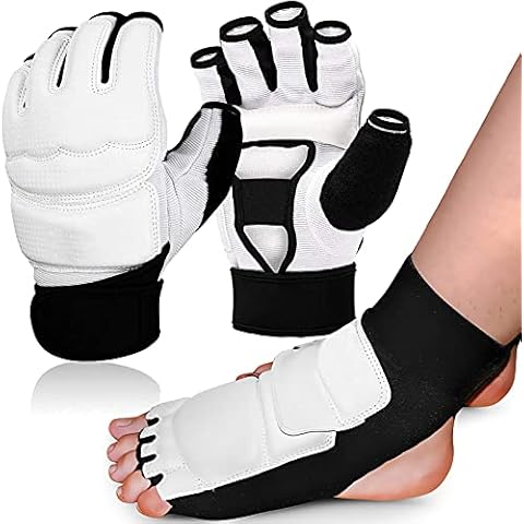 Taekwondo Handschuhe und Fußschutz Set, Boxhandschuhe Männer Kickboxen Handschuhe Knöchelbandage Cover