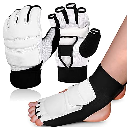 Taekwondo Handschuhe und Fußschutz Set, Boxhandschuhe Männer Kickboxen Handschuhe Knöchelbandage für Kinder Herren Damen, MMA Handschuhe Trainingshandschuhe für Boxsack Boxing(M)