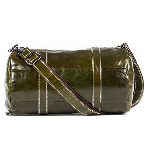 Bolso de Cuero Clásico de Viajes para Hombres con Correa de Hombro | Confort elegante y universal | Almacena dispositivos móviles, tabletas, artículos de tocador (Verde oscuro)