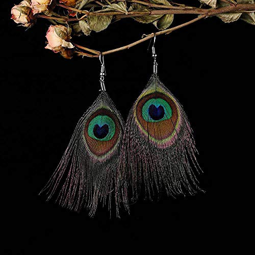 Aimimier Bohemian Peacock Feather Chandelier Earrings Long Drop Dangle Hook Earrings Prom Party Festival Jewelry for Women4