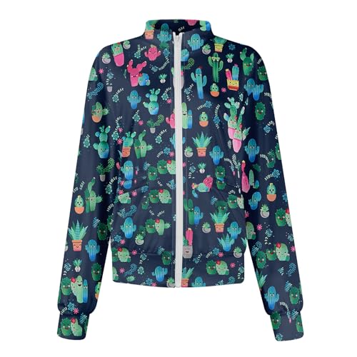 Scrub Jackets for Woman Zip Up Long Sleeve Tops Print Plus Size Womens Scrubs for Women Nursing Shirts with Pockets