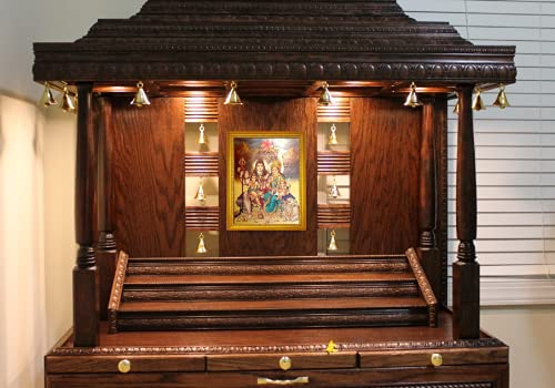 Image of ADA Handicraft Lord Shiva & Family Photo Frame for Wall and Pooja /Poster for Pooja /Religious Framed Painting for Worship (35 x 25) cm ,Wood ,Multicolor