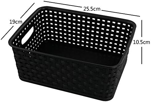 Eudokky Black Plastic Woven Baskets for Storage, Set of 6