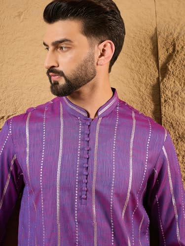 Image of Men's Embroidered Solid Calf Length Kurtas | Men | Kurtas for Mens | Straight Fit Kurta for Men's