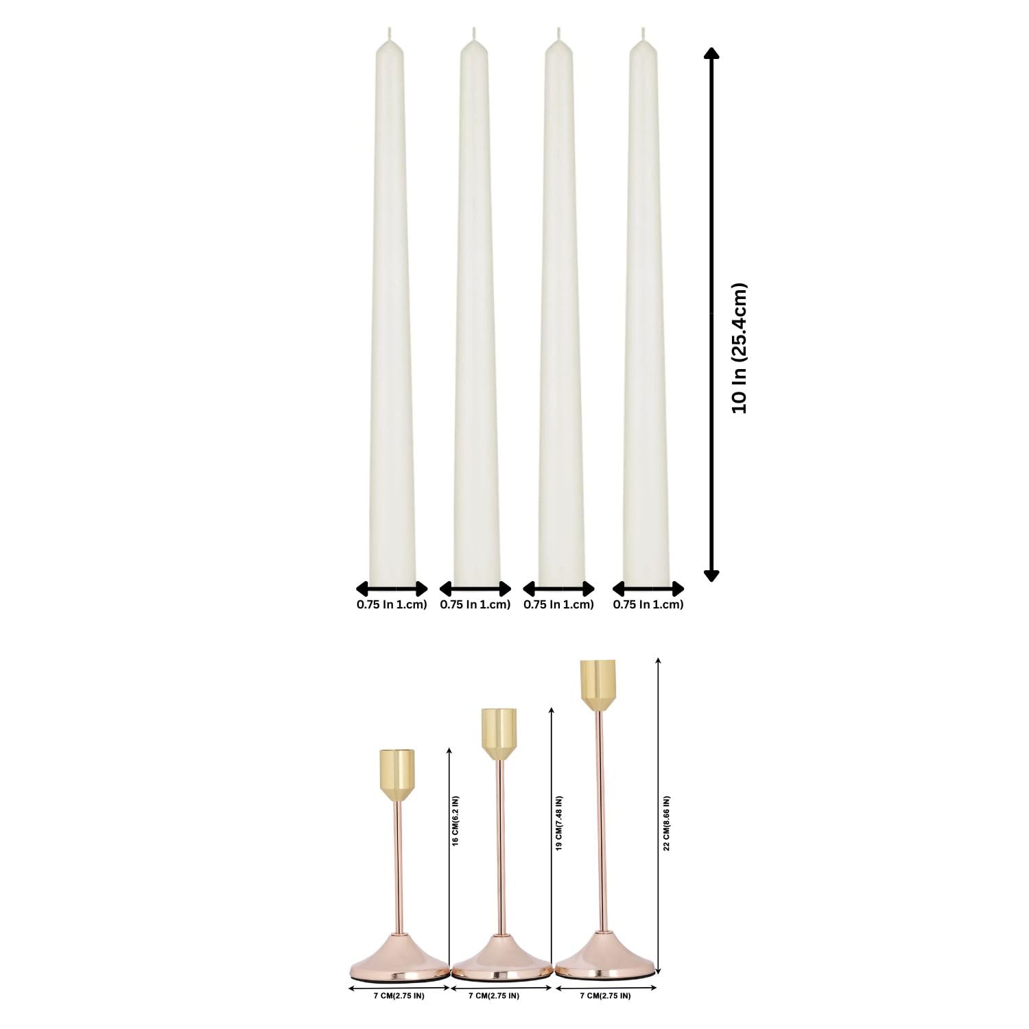 Prosperro Lumo By Parkash Candles Taper Candle & Brass Stand -2 Prosperro Lumo By Parkash Candles Taper Candle & Brass Stand -2