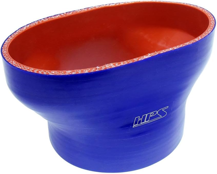 HPS Blue 4-ply Polyester Reinforced Silicone Oval to Round Coupler Hose 3" Compatible for 2005-2010 Ford Mustang GT 55mm throttle body., FOH-55-300-BLUE