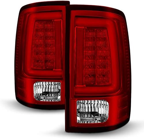 AKKON - For [C-Shape LED Light Lube] 2009-2018 Dodge Ram Pickup Truck (DS/DJ/D2) v2 Red Clear Tail Lights Rear Brake Lamps Left+Right