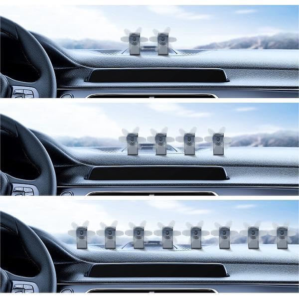 Image of Solar Car Air Freshener - 2 Pack Rotating Solar Powered Car Diffuser for Dashboard, Essential Oil Aroma Dispenser, No Battery Needed, Aluminum Alloy, Gift for Men & Women, Long-Lasting Car Accessories