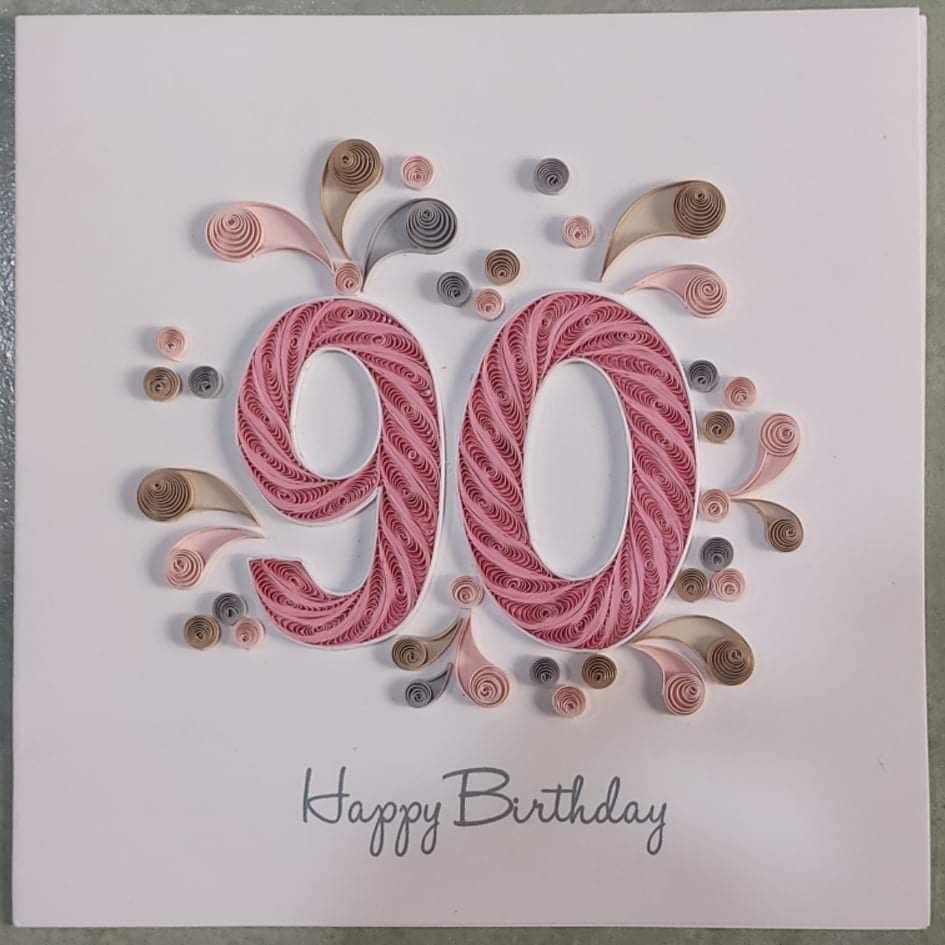 SDFSDF Happy Birthday 90 Years Old Card, 90th Ninety Year Decorations, Card for Grandmother, Big Mom, Gammy ,Gamma ,Grandmom, Handmade Quilling (90th Birthday) (10)