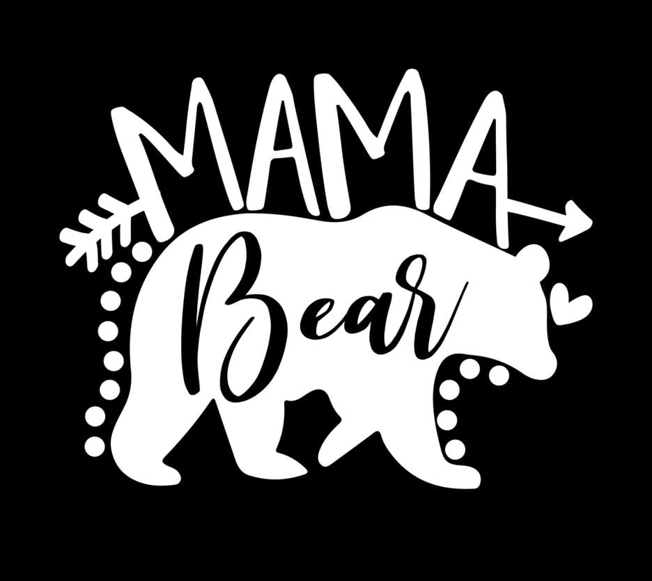 Legacy Innovations Mama Bear Silhouette LLI | Calcomanía de vinilo | Autos, camiones, portátiles | Blanco | 5.5 x 4.3 pulgadas | LLI2590