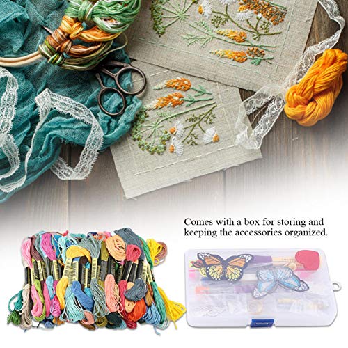 Conjunto de caixa de costura, conjunto de costura de bordado, artesanato faça você mesmo para inicia