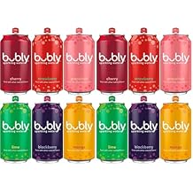 bubly Sparkling Water,6 Flavor Variety Pack Blackberry,Lime,Cherry,Grapefruit,Strawberry,Mango,Zero Sugar & Zero Calories,Seltzer Water,12 Fl Oz Cans,Pack of 36