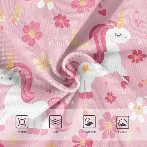 Wusikd Cute Pink Unicorns Girls' Underwear Cotton Flowers Girls Briefs Soft Toddler Underwear 2T3
