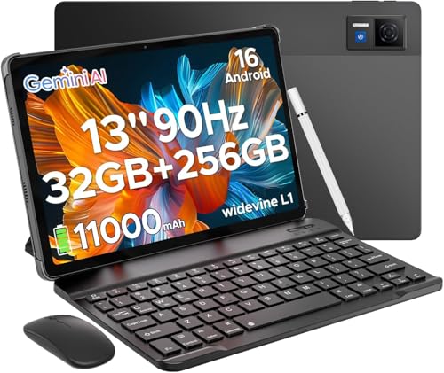 DOOGEE U13 Android 16 Tablet 13 Pulgadas con Teclado y Lápiz, 11000mAh 32GB+256GB/2TB, Gemini AI Octa Core Tableta Niños, 13MP+5MP, Widevine L1/5G WiFi/4 Altavoces/Face ID Tablets PC con Ratón y Funda