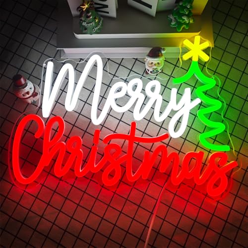 Image of LED Neon Light for Wall Decor - Dimmable Acrylic Neon Sign Merry Christmas Light up Sign for Xmas Party Decor Gifts