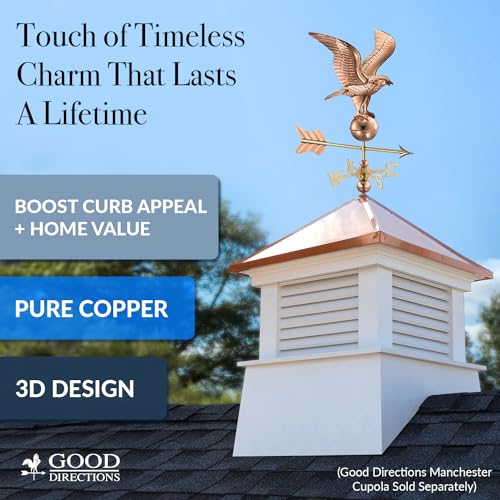 Gooddirections8815preaglecottageweathervanepolishedcopperwithroofmountmedium Urban Country Home Decor Good directions 8815pr eagle cottage weathervane polished copper with roof mount medium urban country home decor